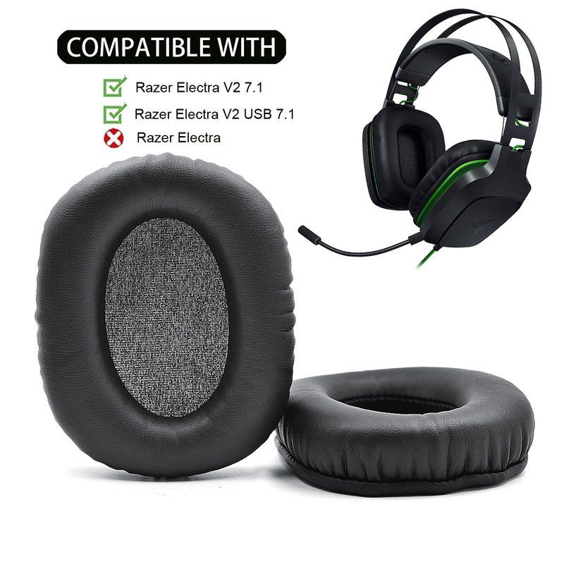 Gaming Headset 7.1 - ソフトスポンジイヤーパッドヘッドフォン交換用クッション、Razer Electra V2‑7.1 オーバーイヤーゲーミングヘッドセットイヤーカバーと互換性あり