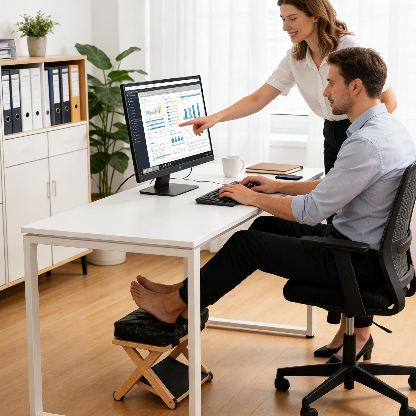 Footrest Under Desk - デスク下フットレスト木製二層滑り止め人間工学に基づいたフットスツールデスク下レスト家庭寮オフィスアパート研究用