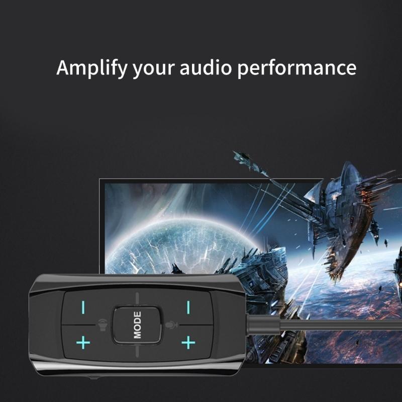 Gaming Headset 7.1 - 652F USB サウンドアダプター外部サウンドカード、7.1 サラウンドロングケーブル付き マイクヘッドセット用直感的な聴覚コントロール