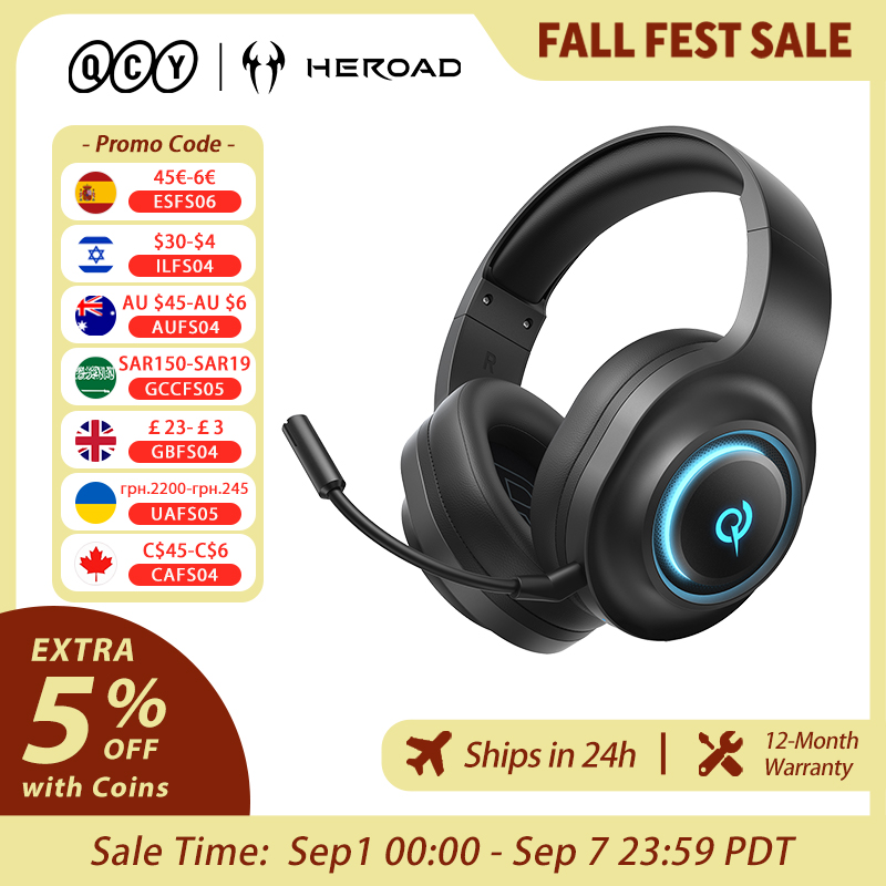Gaming Headset 7.1 - QCY Heroad V200 ゲーミングヘッドセット マイク付き トリプルモード
