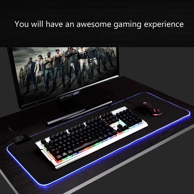 LED ライトマウスパッド RGB キーボードカバーデスクマ - Esports Gaming Keyboard And Mouse のレビューと価格