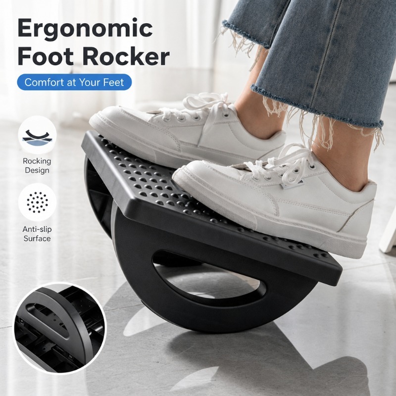 人間工学に基づいたデスク下フットレスト、マッサージローラー付 - Footrest Under Desk のレビューと価格