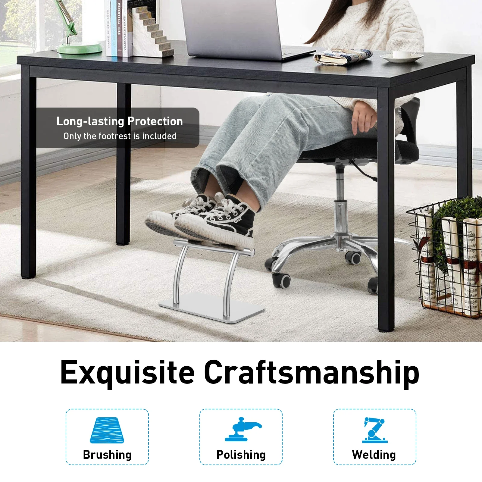 職場のデスクの下用のステンレススチール製フットレスト、理髪店 - Footrest Under Desk のレビューと価格